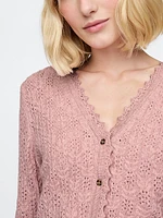 CashSoft Pointelle Cardigan