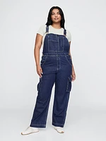 Relaxed Denim Cargo Overalls