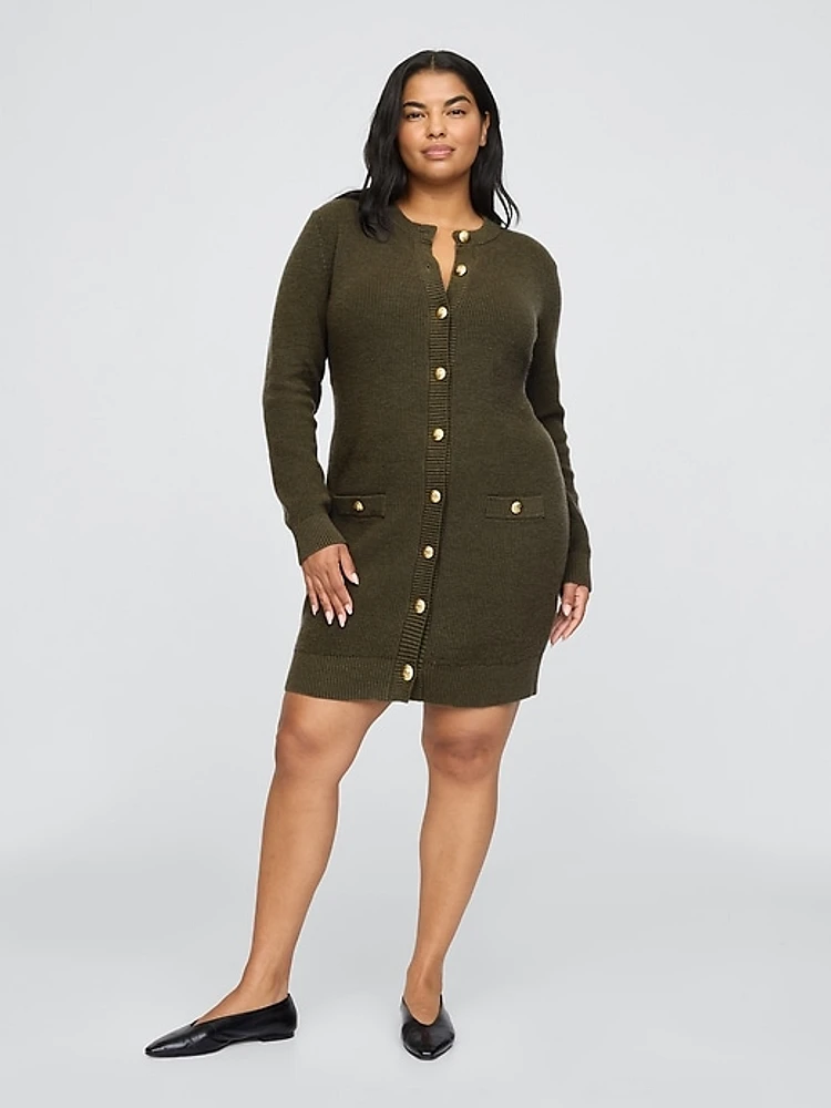 Shaker-Stitch Mini Sweater Dress