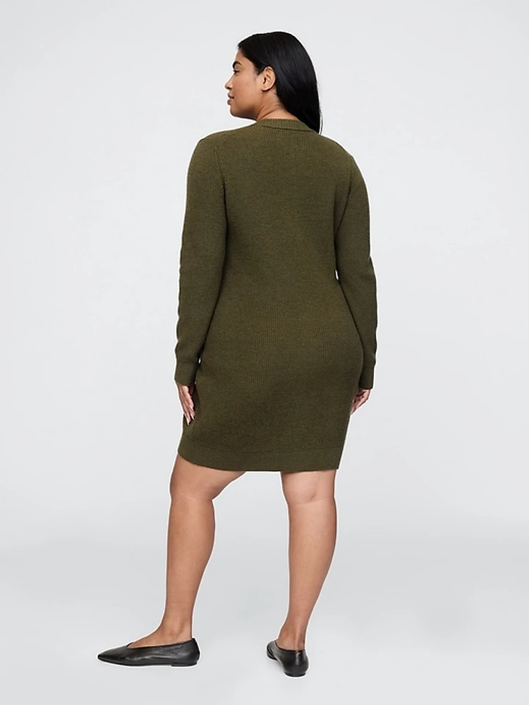 Shaker-Stitch Mini Sweater Dress