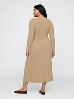 V-Neck Rib Maxi Sweater Dress