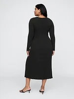 V-Neck Rib Maxi Sweater Dress