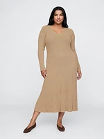 V-Neck Rib Maxi Sweater Dress