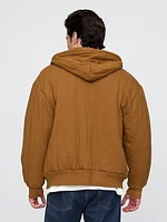 Waffle-Lined Quilted Zip Hoodie