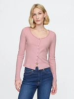 Cropped Pointelle Cardigan