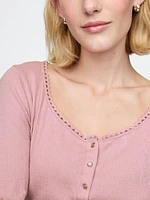 Cropped Pointelle Cardigan