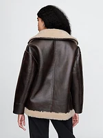 Reversible Recycled Vegan Leather Sherpa Jacket