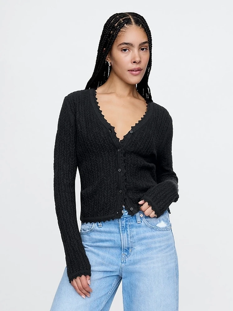 CashSoft Pointelle Cardigan