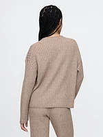 CashSoft Wide Rib V-Neck Sweater