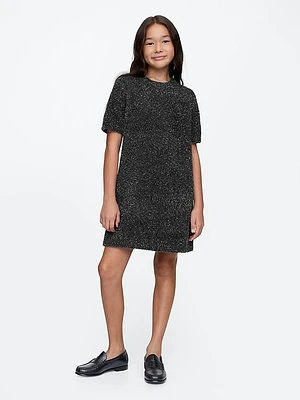 Kids Fuzzy Metallic Sweater Dress