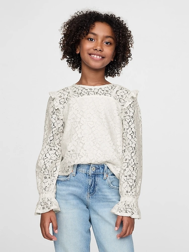 Kids Ruffle Lace Top