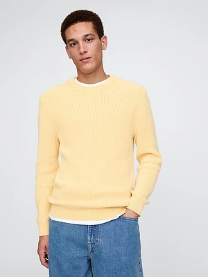 Shaker-Stitch Crewneck Sweater