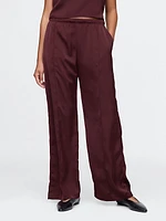 Mid Rise Recycled Satin Seamed Pants