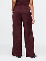 Mid Rise Recycled Satin Seamed Pants