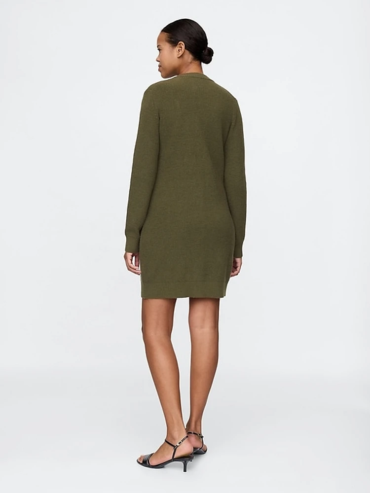 Shaker-Stitch Mini Sweater Dress