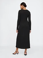 V-Neck Rib Maxi Sweater Dress