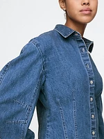 Barrel-Sleeve Denim Shirt