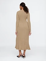 V-Neck Rib Maxi Sweater Dress