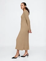 V-Neck Rib Maxi Sweater Dress