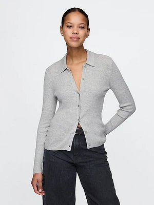 CashSoft Rib Polo Cardigan