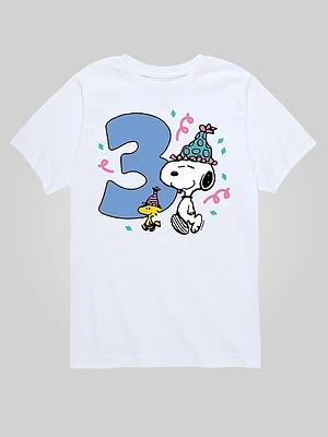 Toddler Peanuts 3rd Birthday Short Sleeve Graphic Tee