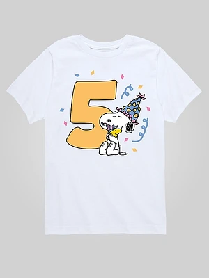 Toddler Peanuts 5th Birthday Short Sleeve Graphic T-Shirt