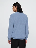 Shaker-Stitch Crewneck Sweater