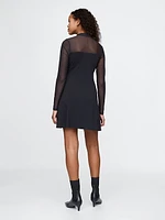 Mixed Media Modern Mockneck Mini Dress