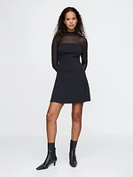 Mixed Media Modern Mockneck Mini Dress