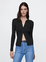 CashSoft Rib Polo Cardigan