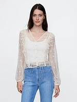 Recycled Lace Ruffle Top