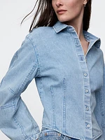 Barrel-Sleeve Denim Shirt