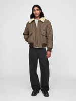 Wool-Blend Houndstooth Bomber Jacket