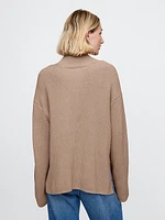 Oversized Split-Hem Mockneck Sweater