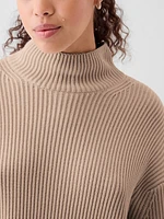 Oversized Split-Hem Mockneck Sweater