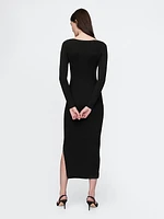 Boatneck Rib Midi Sweater Dress