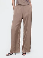 Mid Rise Recycled Satin Seamed Pants