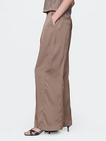 Mid Rise Recycled Satin Seamed Pants