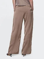 Mid Rise Recycled Satin Seamed Pants