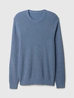 Shaker-Stitch Crewneck Sweater