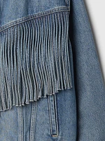 Oversized Fringe Western Denim Jacket