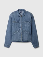 Denim Zip Shirt Jacket