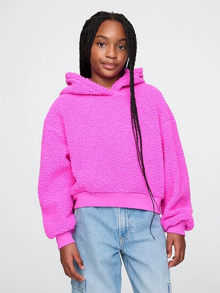 Kids Sherpa Cropped Hoodie