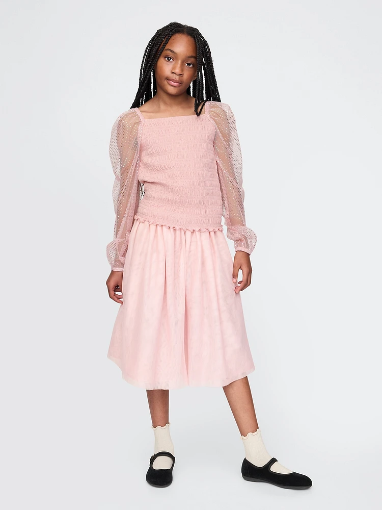 Kids Smocked Puff-Sleeve Top