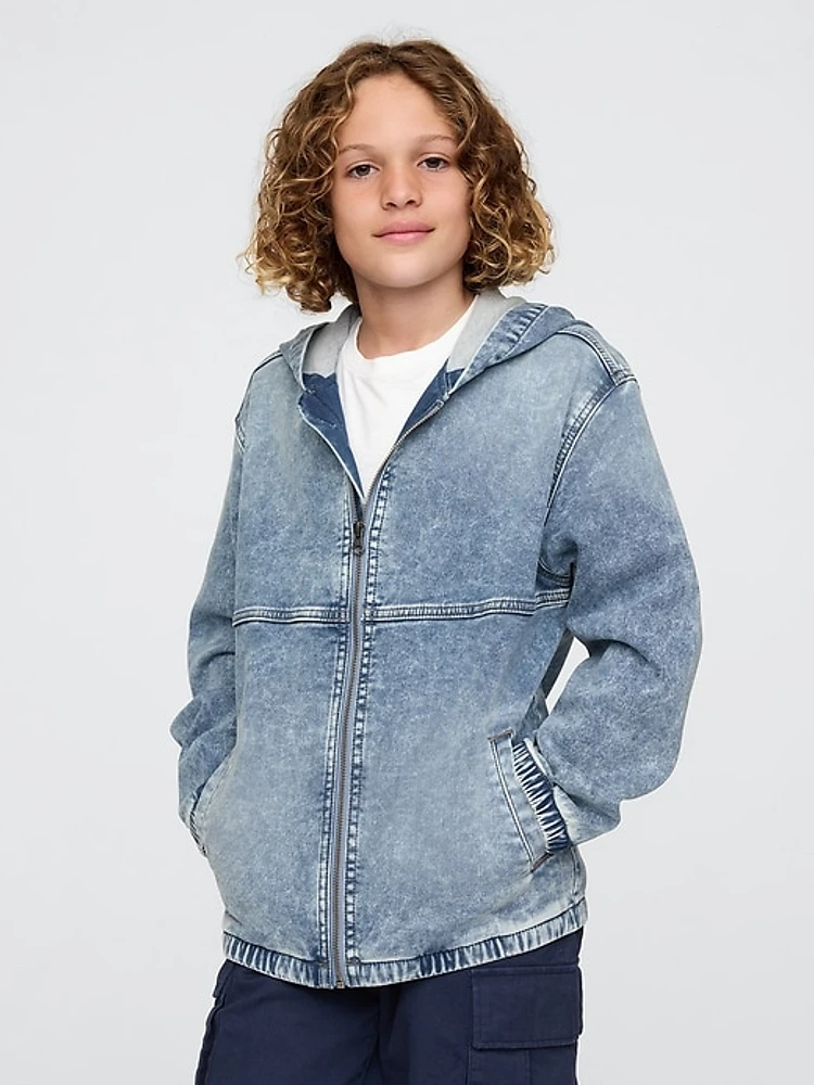 Kids UltraSoft Denim Hooded Jacket