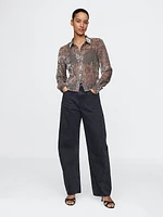 Cropped Velvet Shirt