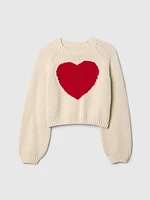 Kids Cropped Chunky Heart Sweater