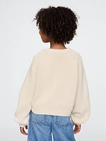 Kids Cropped Chunky Heart Sweater