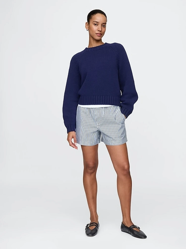 Organic Cotton Striped Poplin Shorts