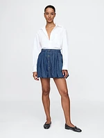 Denim Bubble Mini Skirt